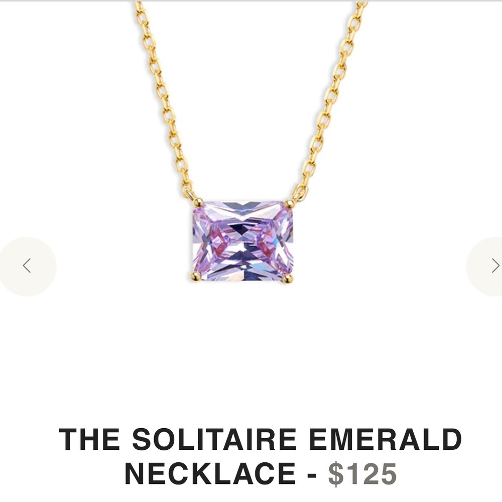 The M Jewelers Solitare Purple Emerald Necklace